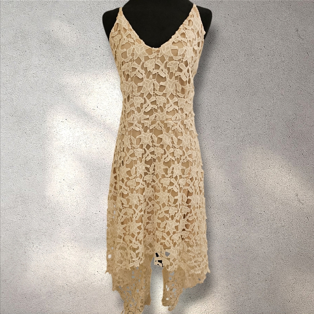 Cream and Beige Lace Dress